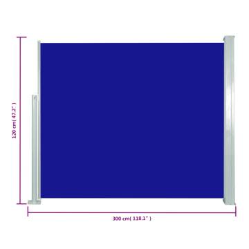 Retractable Side Awning 120 x 300 cm Blue - Hipomarket