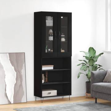 Stylish Highboard Black 69.5x34x180 cm - Engineered Wood