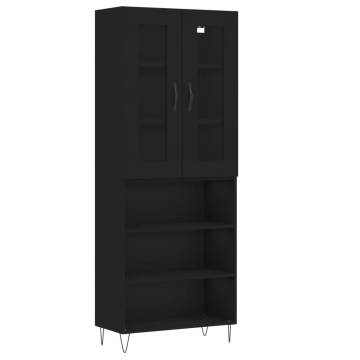 Stylish Highboard Black 69.5x34x180 cm - Engineered Wood