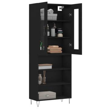 Stylish Highboard Black 69.5x34x180 cm - Engineered Wood