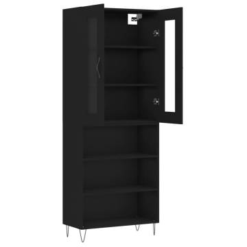 Stylish Highboard Black 69.5x34x180 cm - Engineered Wood