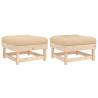 Garden Footstools with Cushions - 2pcs Solid Wood Pine