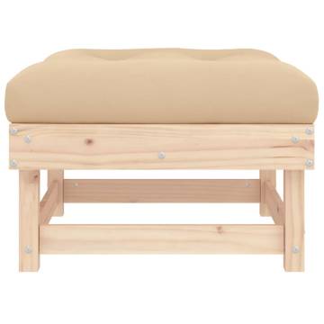 Garden Footstools with Cushions - 2pcs Solid Wood Pine