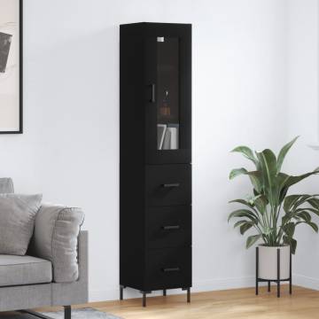 Stylish Highboard Black 34.5x34x180 cm | Hipomarket