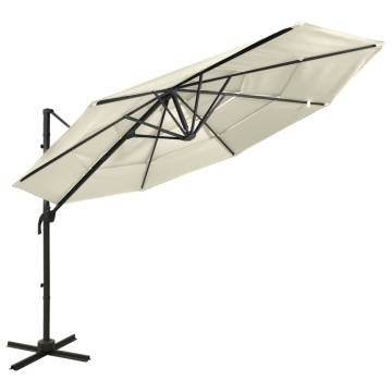 4-Tier Parasol with Aluminium Pole in Sand - 3x3 m