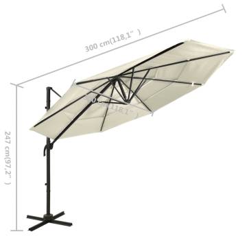 4-Tier Parasol with Aluminium Pole in Sand - 3x3 m