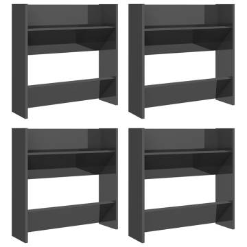 Wall Shoe Cabinets 4 pcs High Gloss Grey | Hipomarket UK