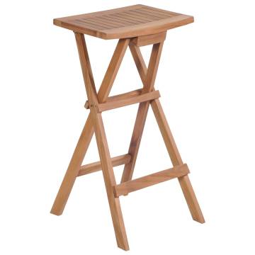 Elegant Folding Bar Stools Set - Solid Teak Wood (2 pcs)