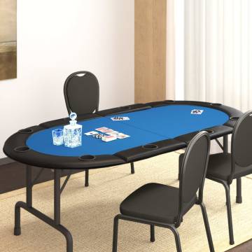 10-Player Folding Poker Tabletop - Blue 208x106 cm | HipoMarket