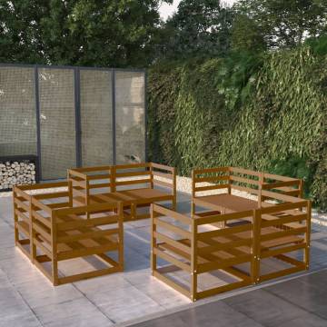 8 Piece Garden Lounge Set - Honey Brown Solid Pinewood | HipoMarket