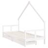 Kids Bed Frame with Drawers - White Solid Pine 80x200 cm