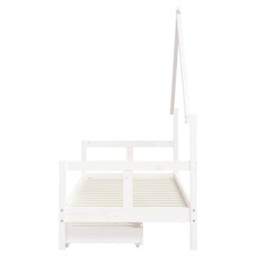 Kids Bed Frame with Drawers - White Solid Pine 80x200 cm