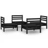 4 Piece Garden Lounge Set - Black Solid Pinewood | HipoMarket