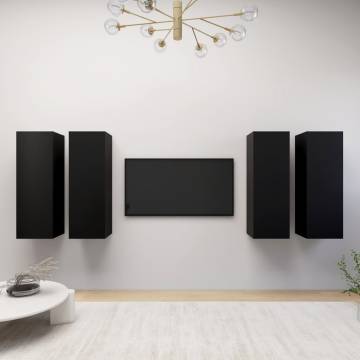 4 pcs Black TV Cabinets - Stylish & Practical | HipoMarket