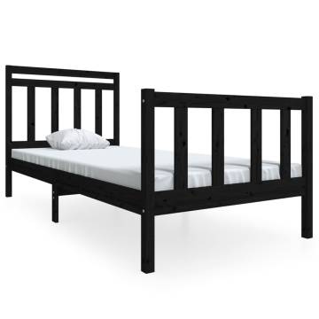 Black Solid Wood Bed Frame 90x200 cm | HipoMarket UK