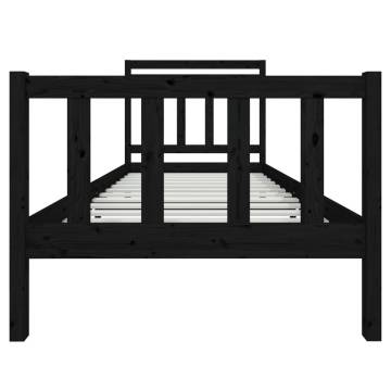 Black Solid Wood Bed Frame 90x200 cm | HipoMarket UK