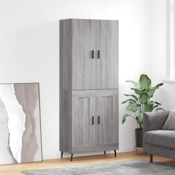 Stylish Highboard Grey Sonoma - 69.5x34x180 cm