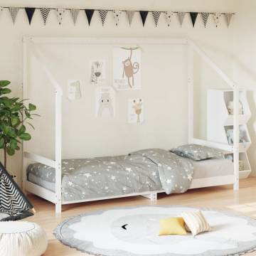 Kids Bed Frame White - Solid Pine Wood 80x200 cm | Hipo Market