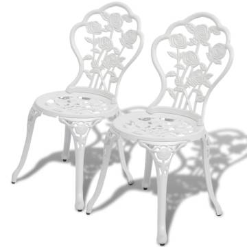 Bistro Chairs 2 pcs Cast Aluminium White - Stylish & Durable