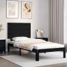 Bed Frame with Headboard Black 100x200 cm Solid Wood Colour black Size 100 x 200 cm 