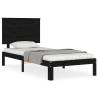 Black Solid Wood Bed Frame with Headboard | 100x200 cm