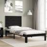 Black Solid Wood Bed Frame with Headboard | 100x200 cm