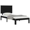 Black Solid Wood Bed Frame with Headboard | 100x200 cm