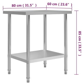 Stainless Steel Kitchen Work Table 80x60x85 cm | Hipo Market