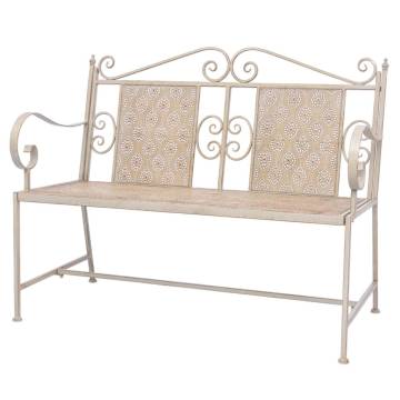 Vintage White 115 cm Steel Garden Bench - Elegance & Durability