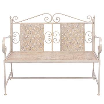 Vintage White 115 cm Steel Garden Bench - Elegance & Durability