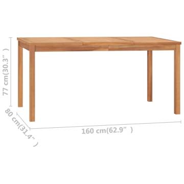 Garden Dining Table - Solid Teak Wood | 160x80 cm