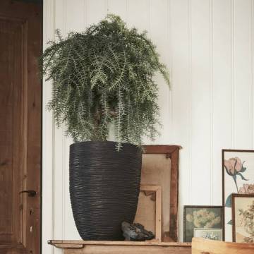 Capi Nature Rib Elegant Low Vase 46x58 cm - Black KBLR783