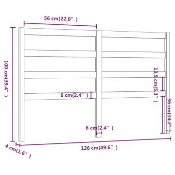 Stylish Black Pine Bed Headboard - 126x4x100 cm