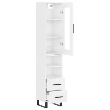 Stylish Highboard High Gloss White - 34.5x34x180 cm