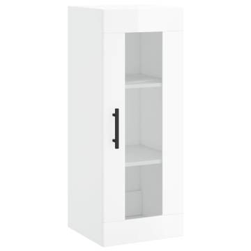 Stylish Highboard High Gloss White - 34.5x34x180 cm