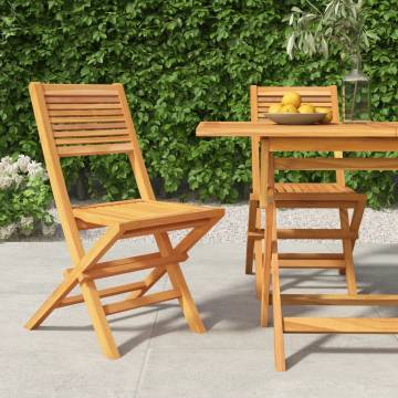 Folding Garden Chairs - 2 pcs Solid Teak Wood | HipoMarket