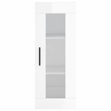 Stylish Highboard High Gloss White - 34.5x34x180 cm