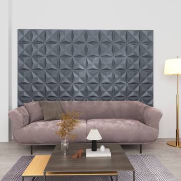 3D Wall Panels 48 pcs 50x50 cm Origami Grey - Hipomarket UK