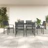 7 Piece Garden Dining Set Black Steel and Textilene Size 140 cm table length Number of 6 