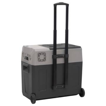 Portable Cool Box with Wheel & Handle - 50L Black & Grey