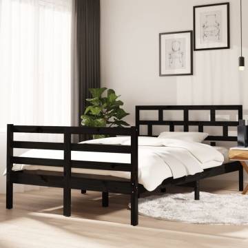 Black Solid Wood Pine Bed Frame - 120x200 cm | HipoMarket