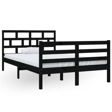 Black Solid Wood Pine Bed Frame - 120x200 cm | HipoMarket