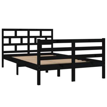 Black Solid Wood Pine Bed Frame - 120x200 cm | HipoMarket