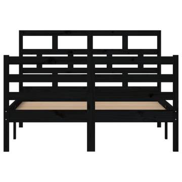 Black Solid Wood Pine Bed Frame - 120x200 cm | HipoMarket