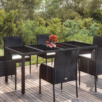 Black Garden Table with Glass Top - 190x90 cm | HipoMarket