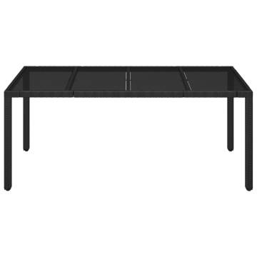 Black Garden Table with Glass Top - 190x90 cm | HipoMarket