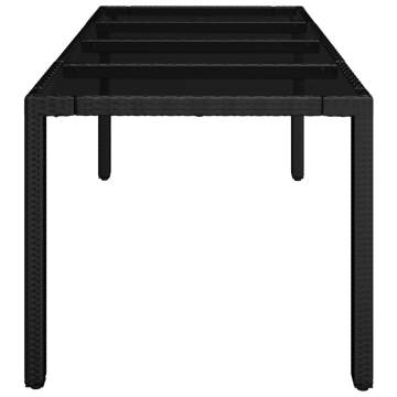 Black Garden Table with Glass Top - 190x90 cm | HipoMarket