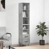 Highboard Concrete Grey 34.5x34x180 cm Engineered Wood Colour concrete grey Quantity in Package 1 Model 2 drawers 2 shelves 