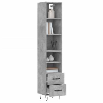 Elegant Highboard in Concrete Grey - 34.5x34x180 cm