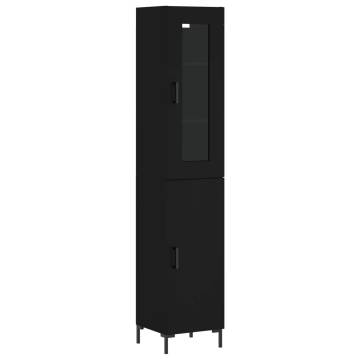 Stylish Black Highboard - 34.5x34x180 cm Engineered Wood